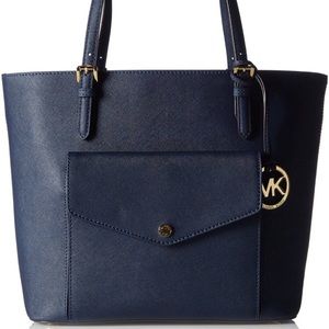 NWOT Michael Kors Blue Large Jet Set Saffiano